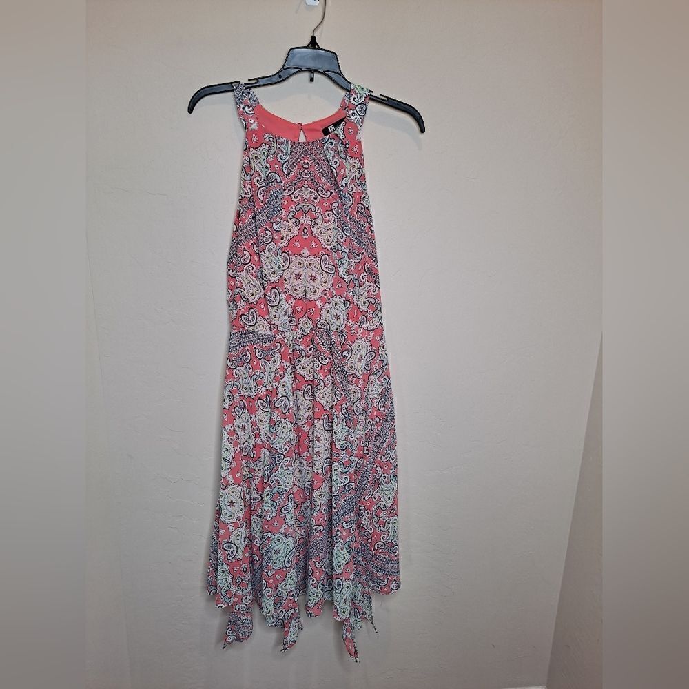 KUT from the Kloth Size 8 Summer Dress Coral Paisley Handkercheif Hem